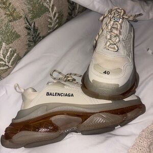 Golden Goose Cream and Brown Athletic Shoes
